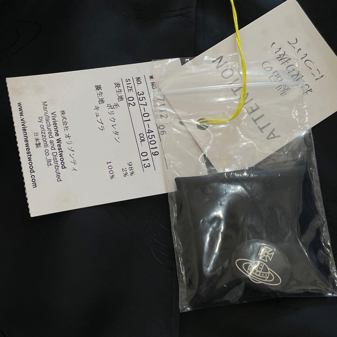 ヴィヴィアンウエストウッド　テーラードジャケット　タグ付　裏地総柄　オーブ釦　黒