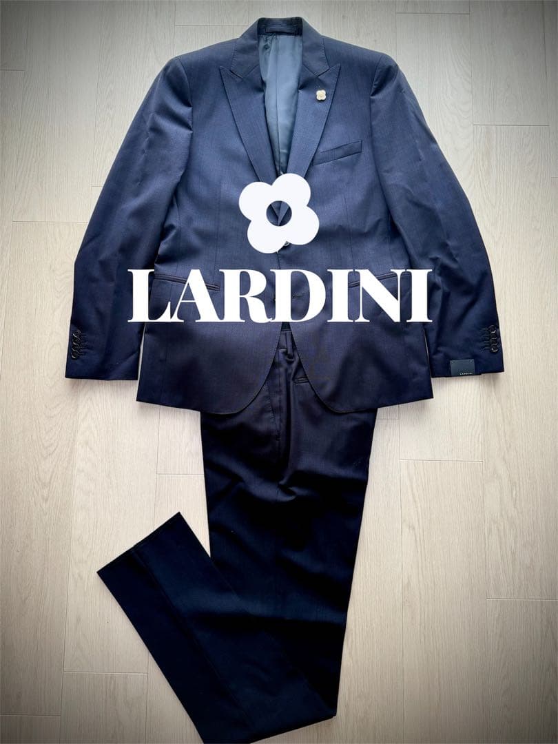 ※シャア 未使用 LARDINI ウールスーツ 50 ミッドナイトブルー