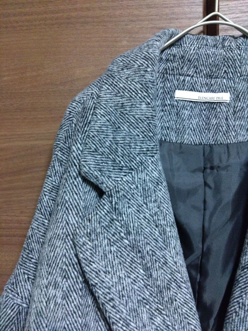 【 ELENCARE DUE 】 ヘリンボーンショートコート