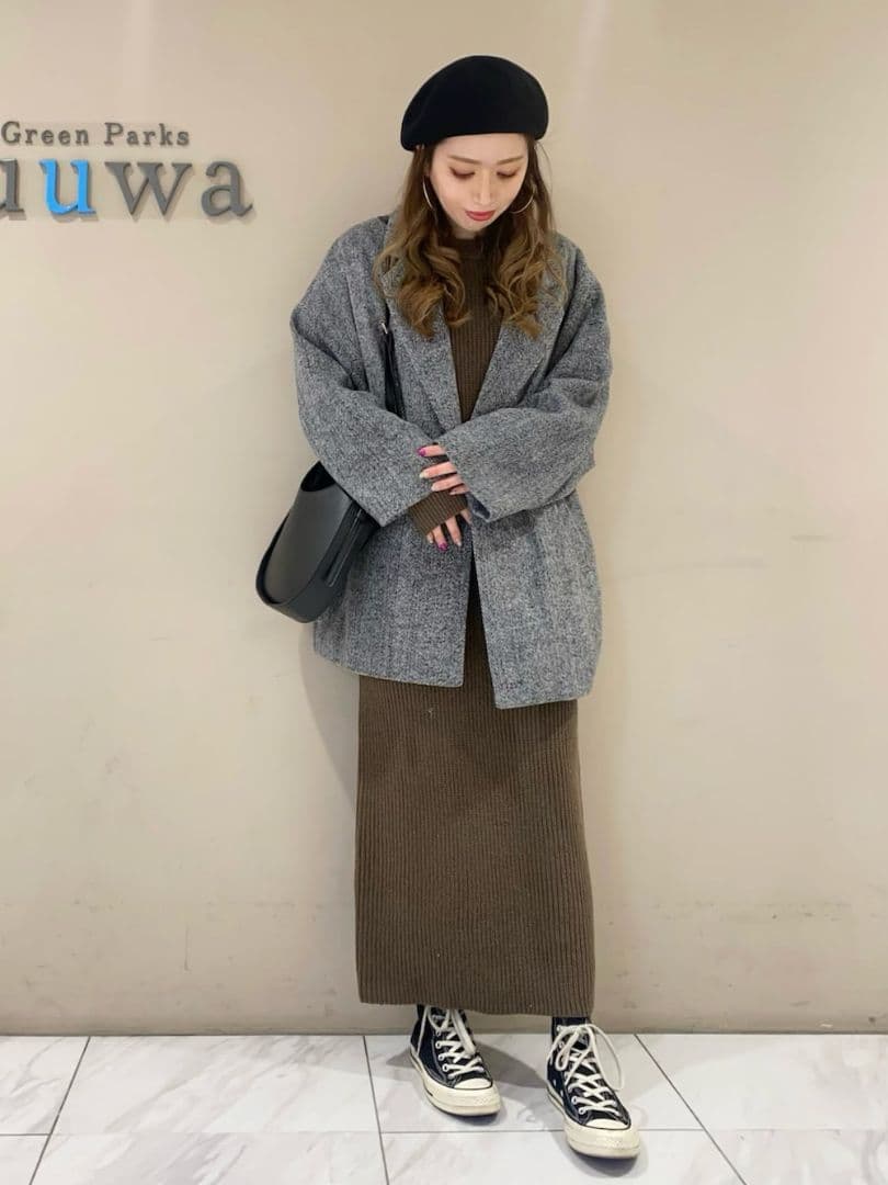 【 ELENCARE DUE 】 ヘリンボーンショートコート