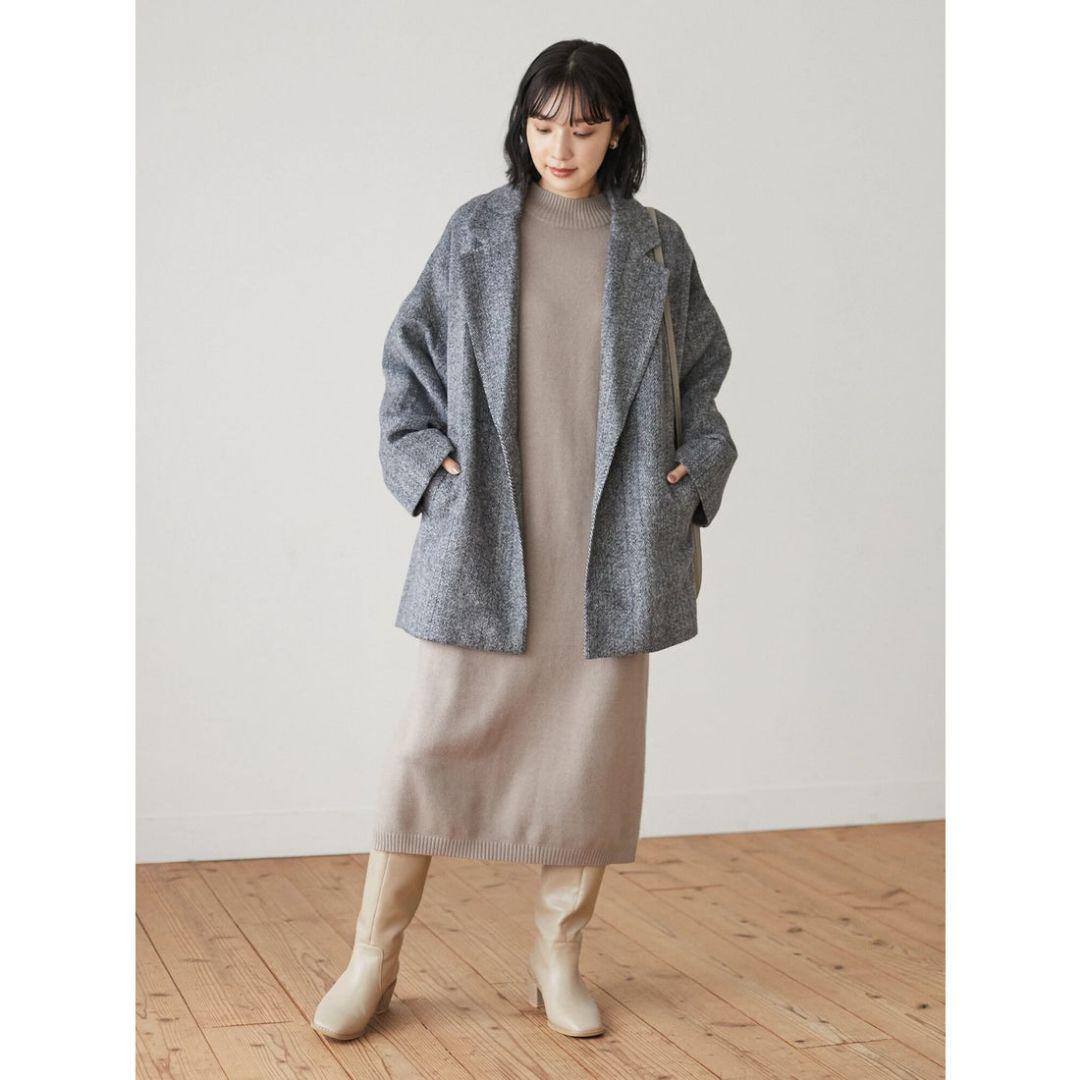 【 ELENCARE DUE 】 ヘリンボーンショートコート