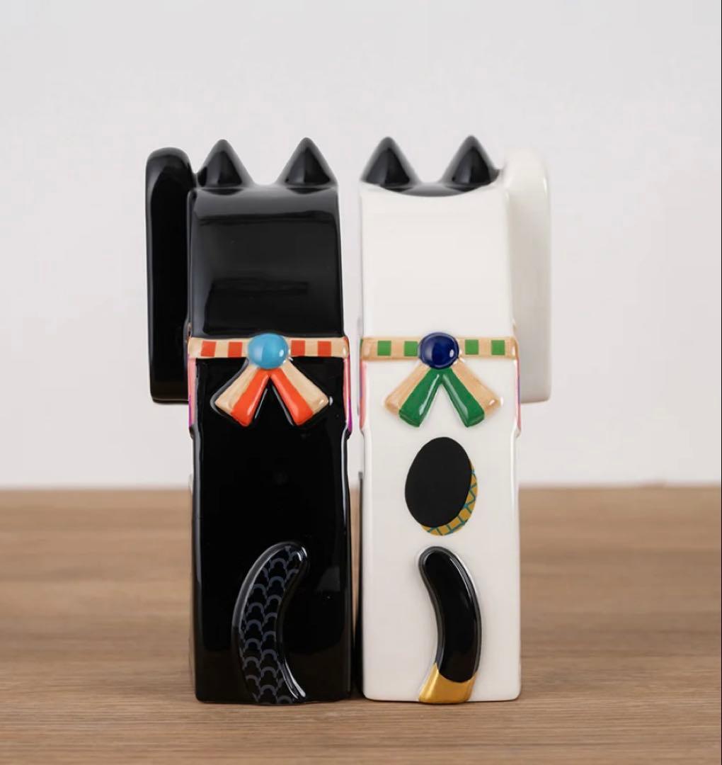 tupera tupera 寄り添い招き猫　白黒ペア　大