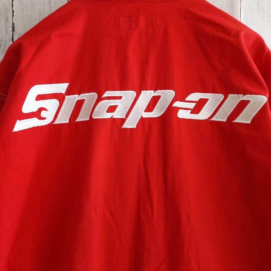 【Snap-on】美品 スナップオン 刺繍 オールインワン XL 赤