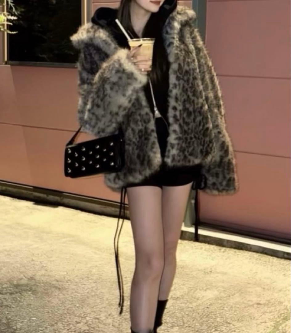 レオパードフェイクファーコートMURUA