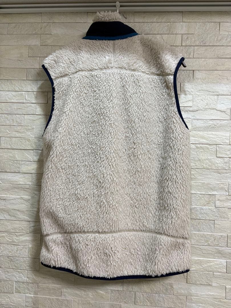 [美品]patagonia パタゴニア フリースベスト ホワイト/ネイビー M