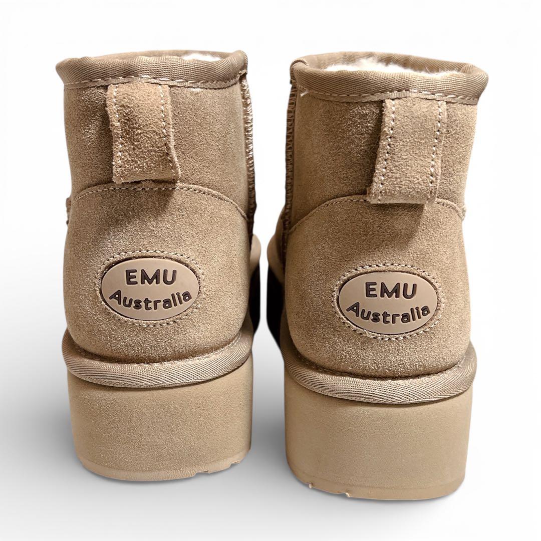 【美品】EMU Australia 厚底ムートンブーツ アーモンド 23cm