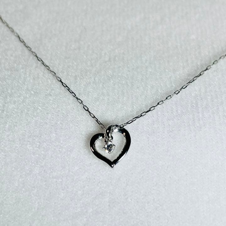 【商談中】4℃ K10 WG ハートネックレス　キュービックジルコニア