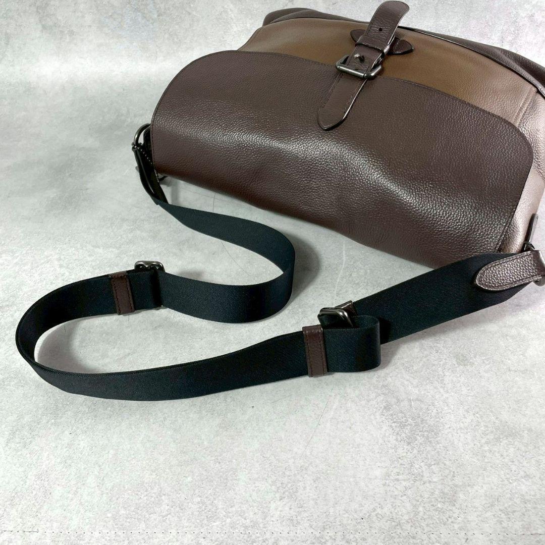 極美品 コーチ ハドソン メッセンジャーバッグ ビジネス A4可 レザー 茶