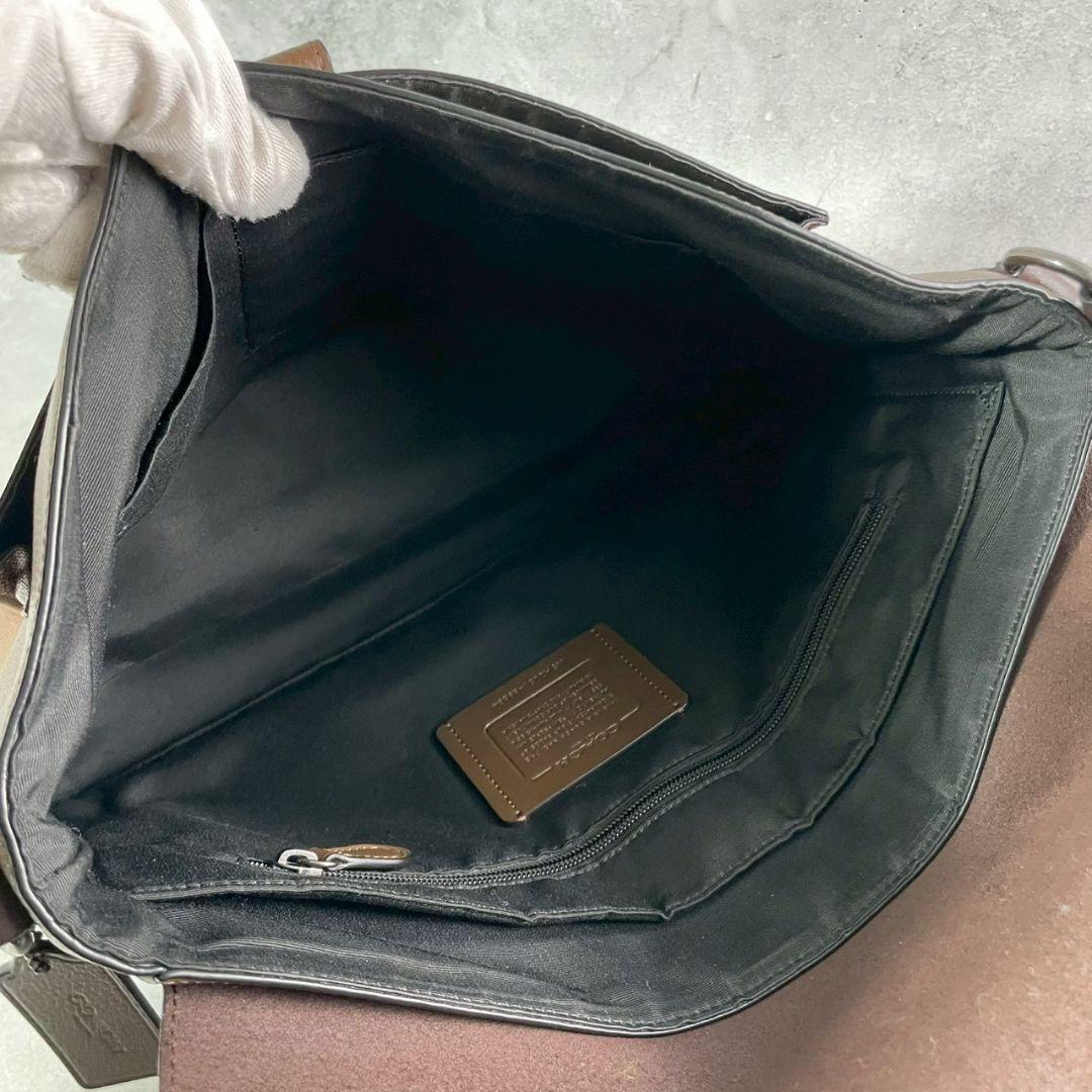 極美品 コーチ ハドソン メッセンジャーバッグ ビジネス A4可 レザー 茶