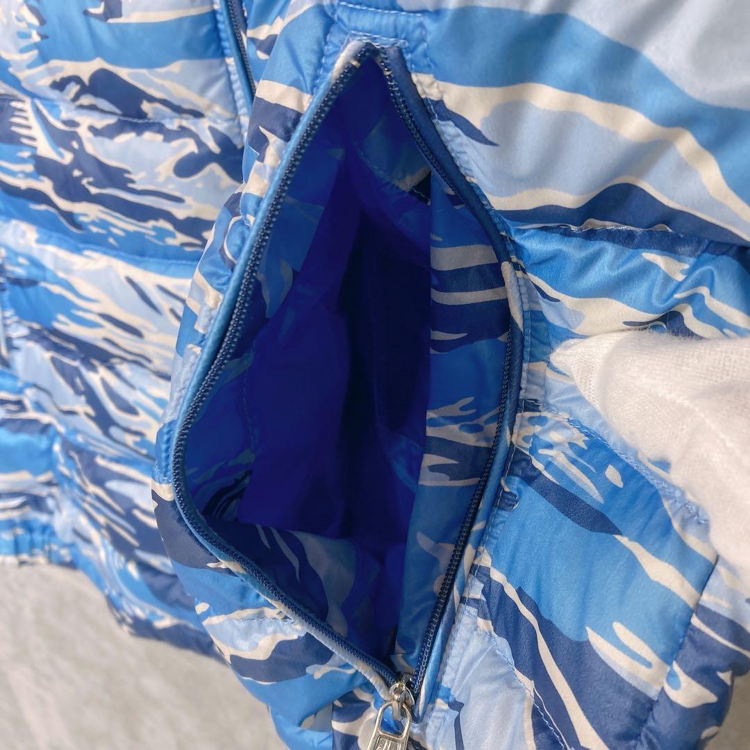 3154○ MONCLER フード付き ダウンベスト ブルー