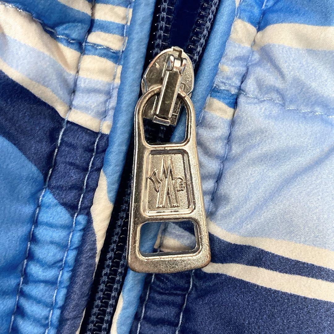 3154○ MONCLER フード付き ダウンベスト ブルー