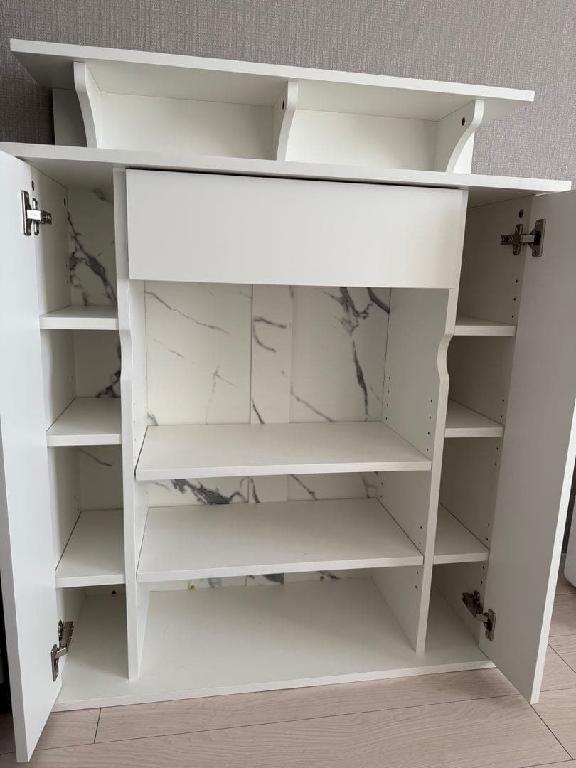 ホワイトオープンシェルフ 引き出し付き