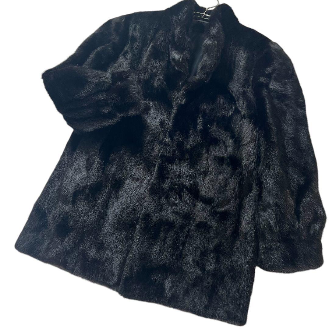 SAGA MINK Real Mink Coat L black 本毛皮