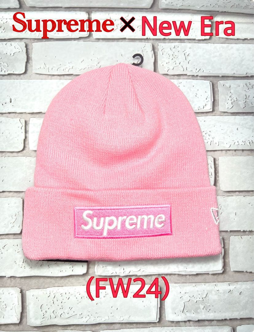 Supreme×New Era Box Logo Beanie ダスティーピンク