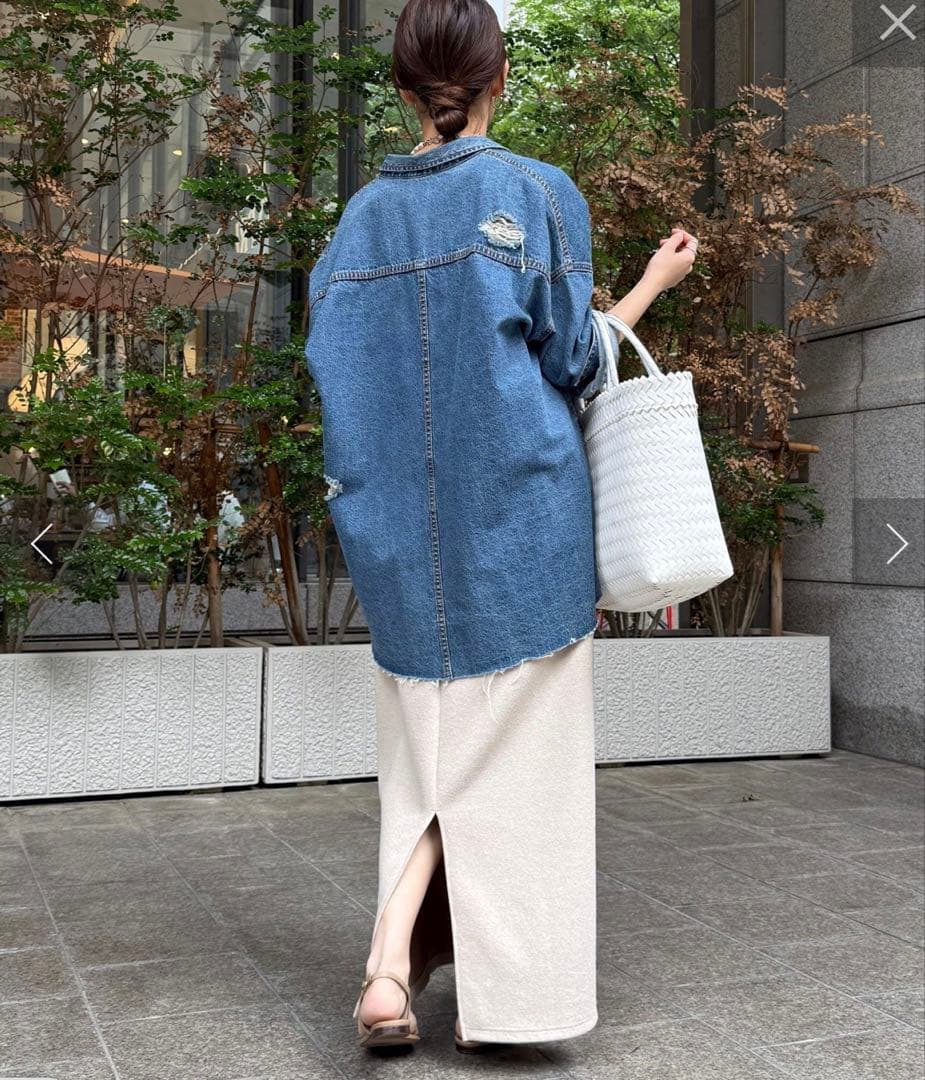 DOUDOU ダメージデニムシャツ