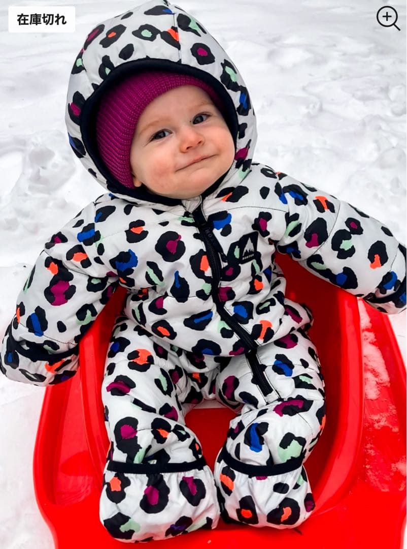 BURTON ベビー　ホワイト・レオパード柄　スノーウェア　75cm