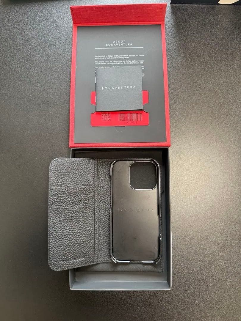 BONAVENTURA iPhone16 Pro ケース 手帳型 BLACK