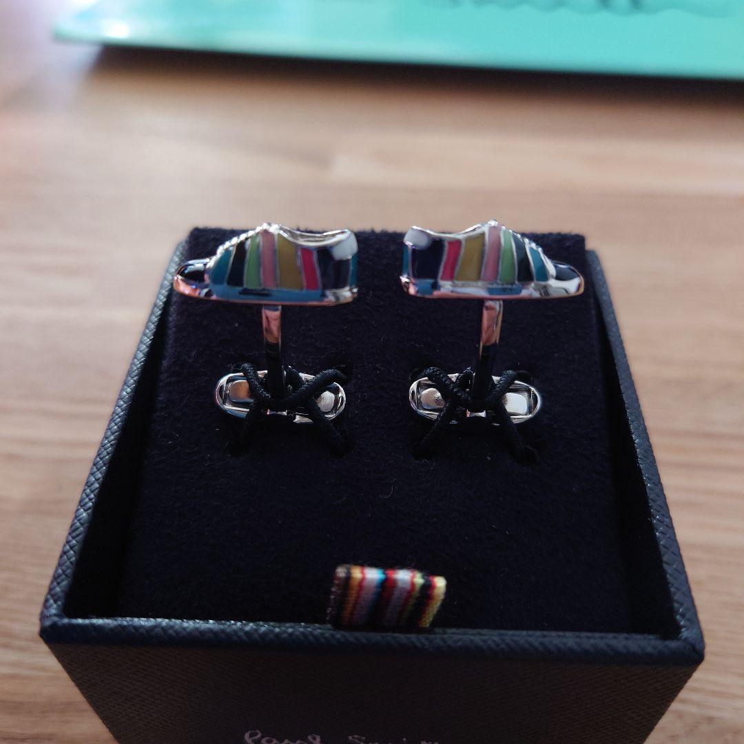 ポールスミス　マルチストライプ柄　靴の形のカフス　新品　ケース付き