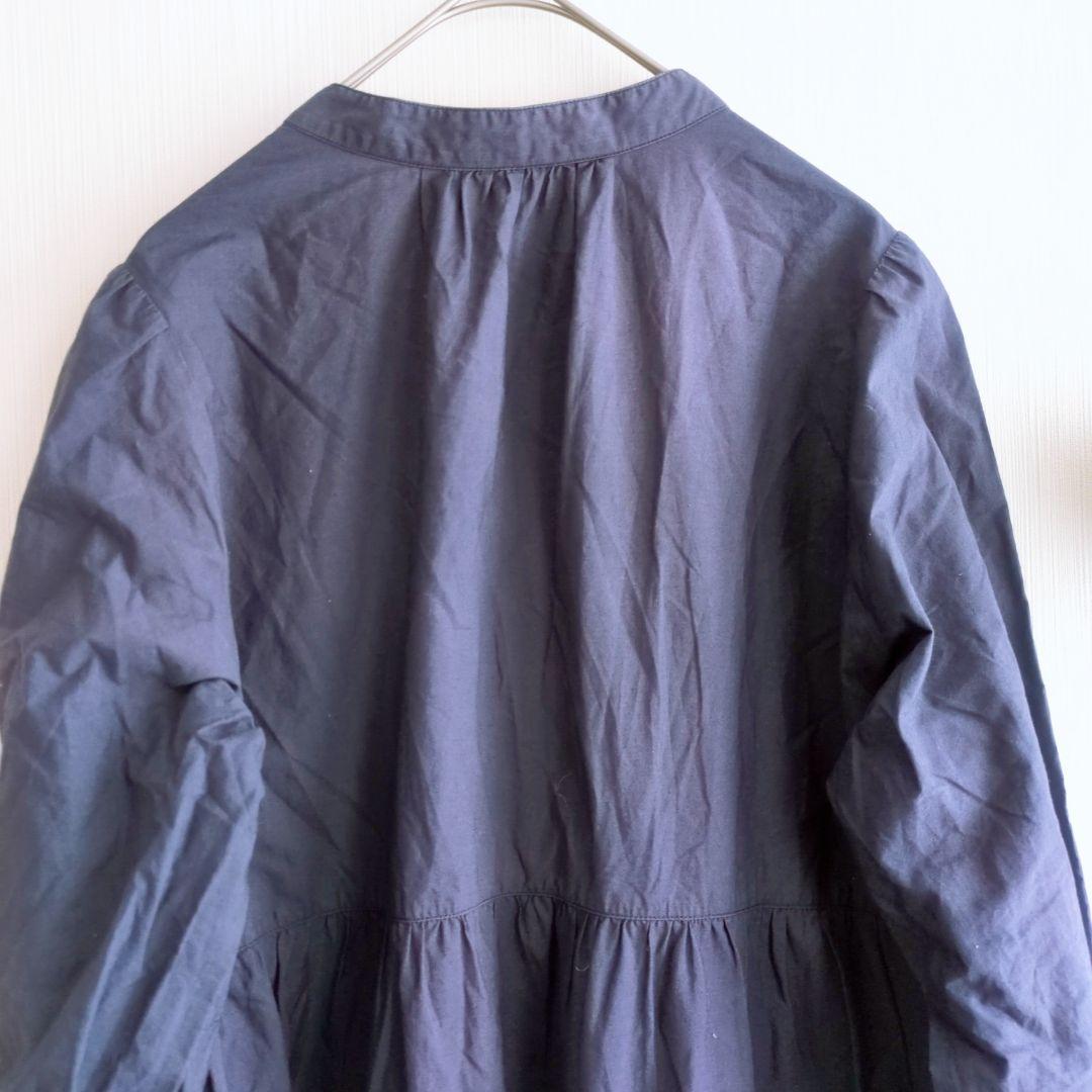 ヌキテパ 刺繍 ポプリンペイズリー ティアード ワンピース ネイビー