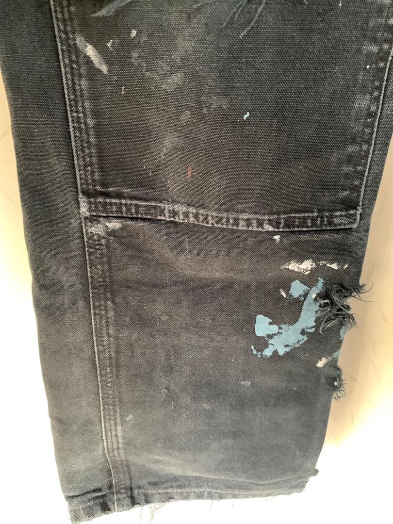 古着　Carhartt ダブルニー　デニム　ペイント　黒