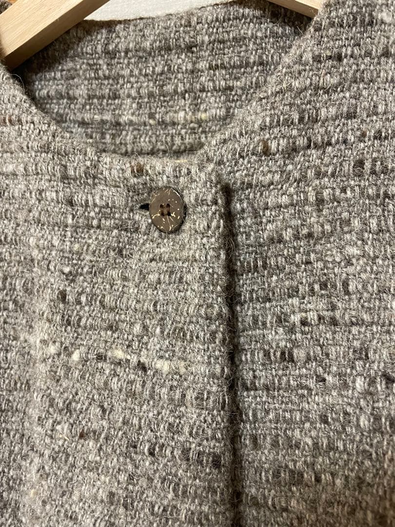 【真木テキスタイル】ジャケット ノーカラーshort カルパ グレー