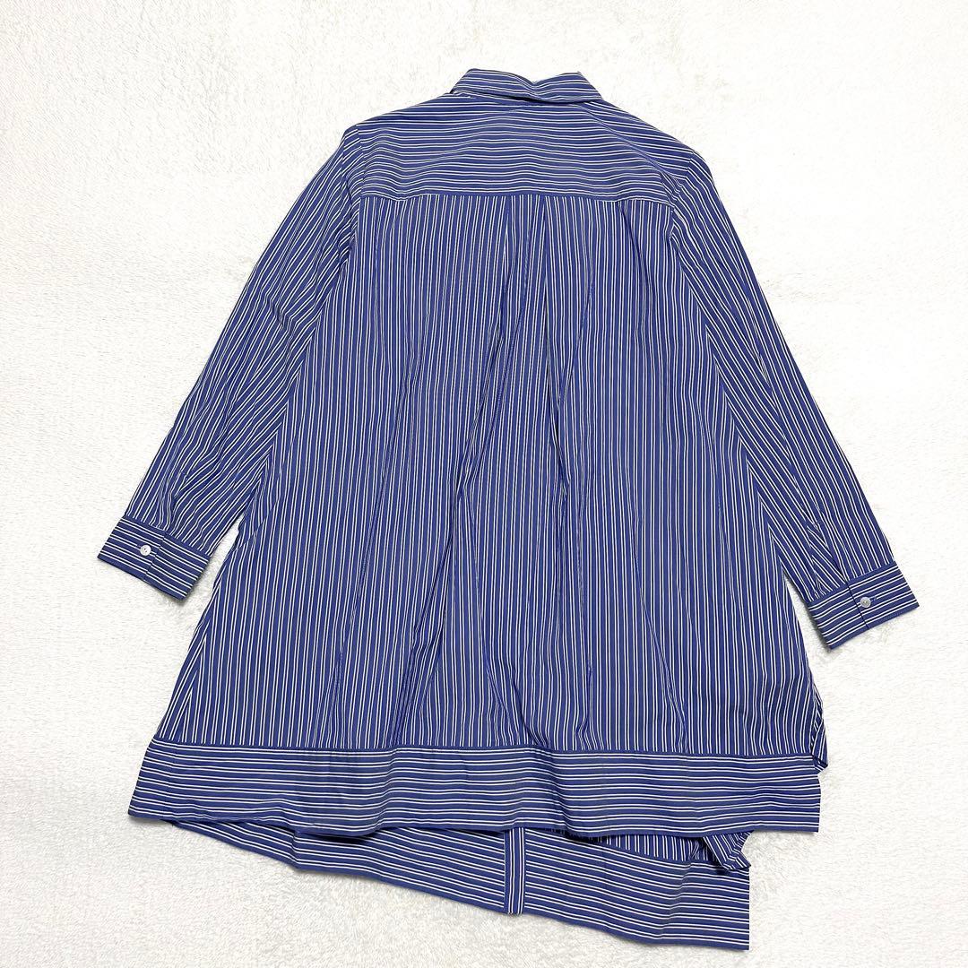 美品 Leilian ストライプ チュニック シャツ ストレッチ 大きい 13+