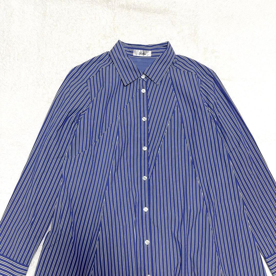 美品 Leilian ストライプ チュニック シャツ ストレッチ 大きい 13+