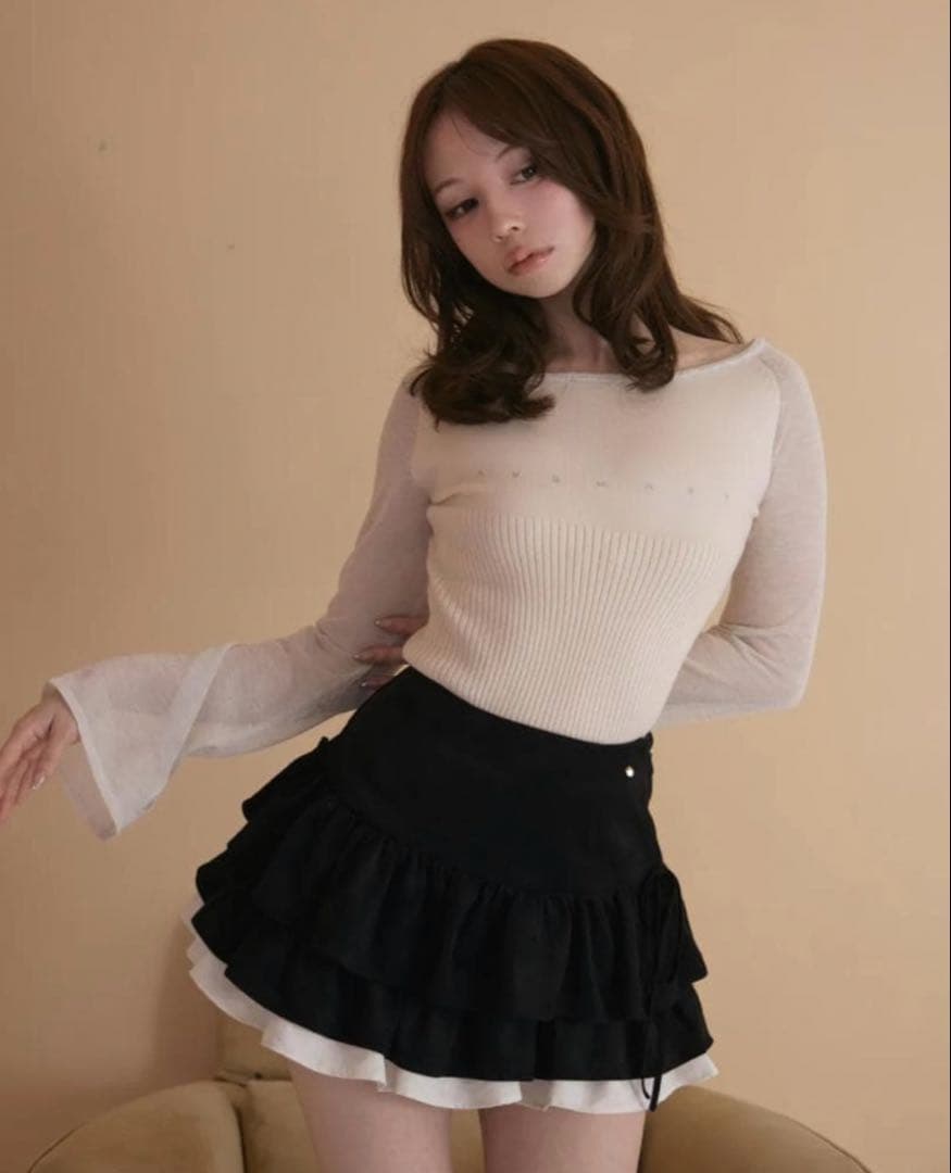 新品タグ付き andmary Mel gather skirt black M