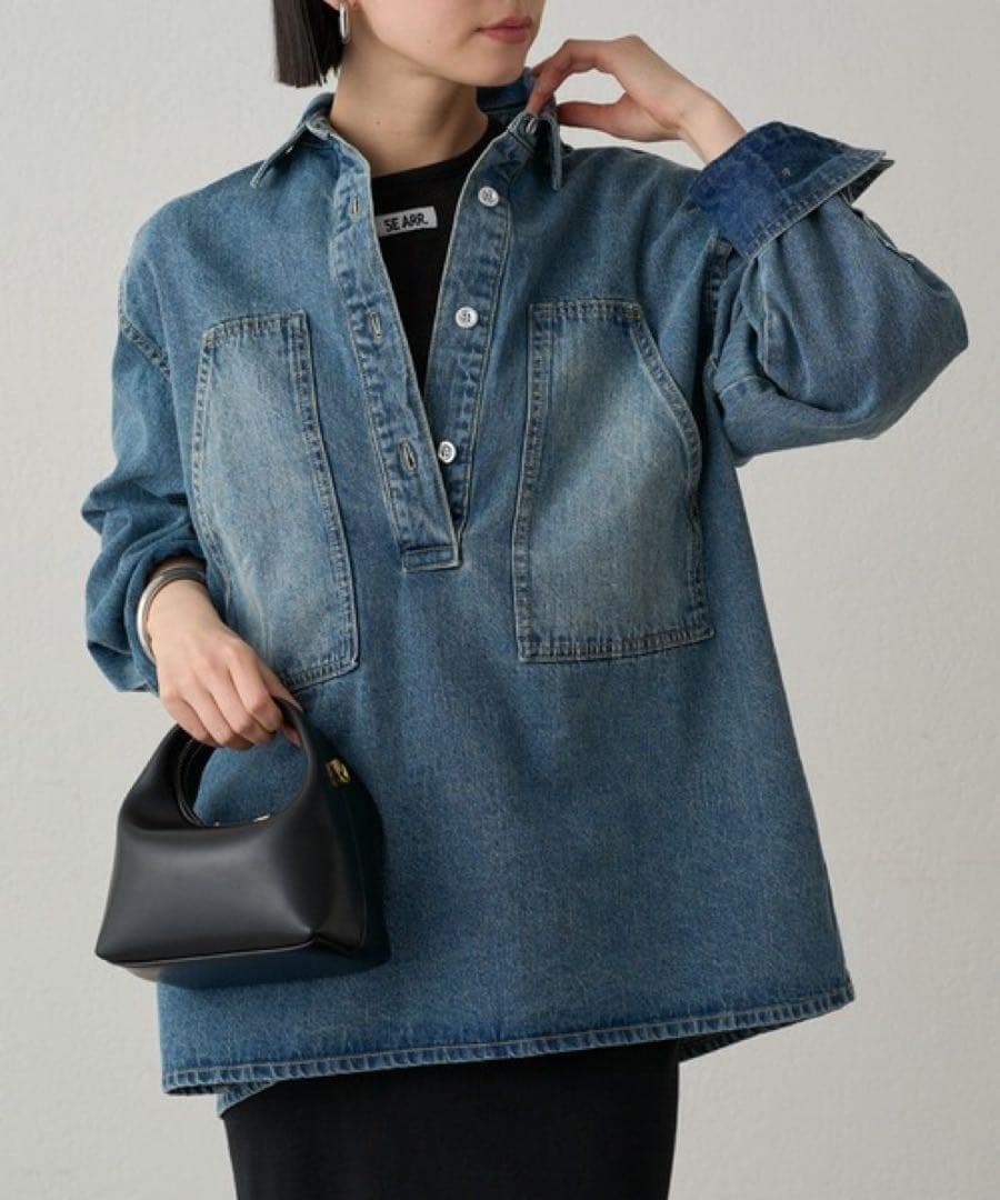 未使用近　ラウンジドレス　スキッパーデニムシャツ