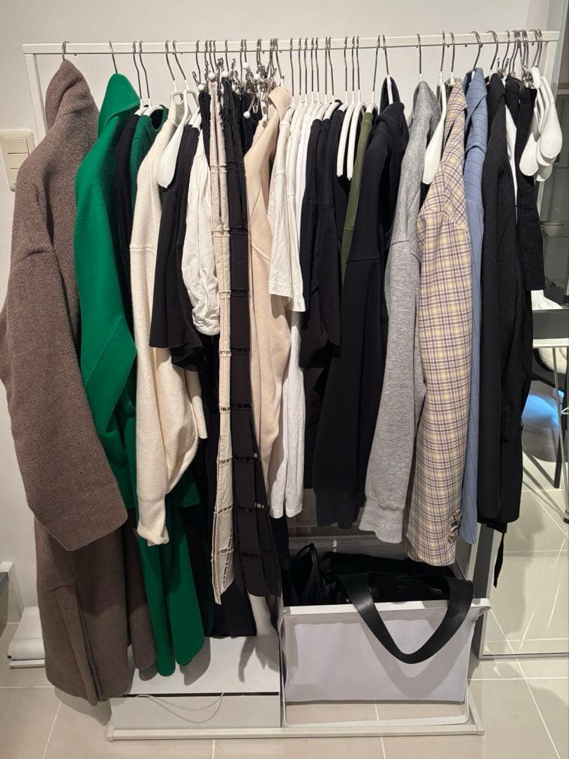 KANADEMONO シンプル アイアン ハンガーラック W120 ホワイト