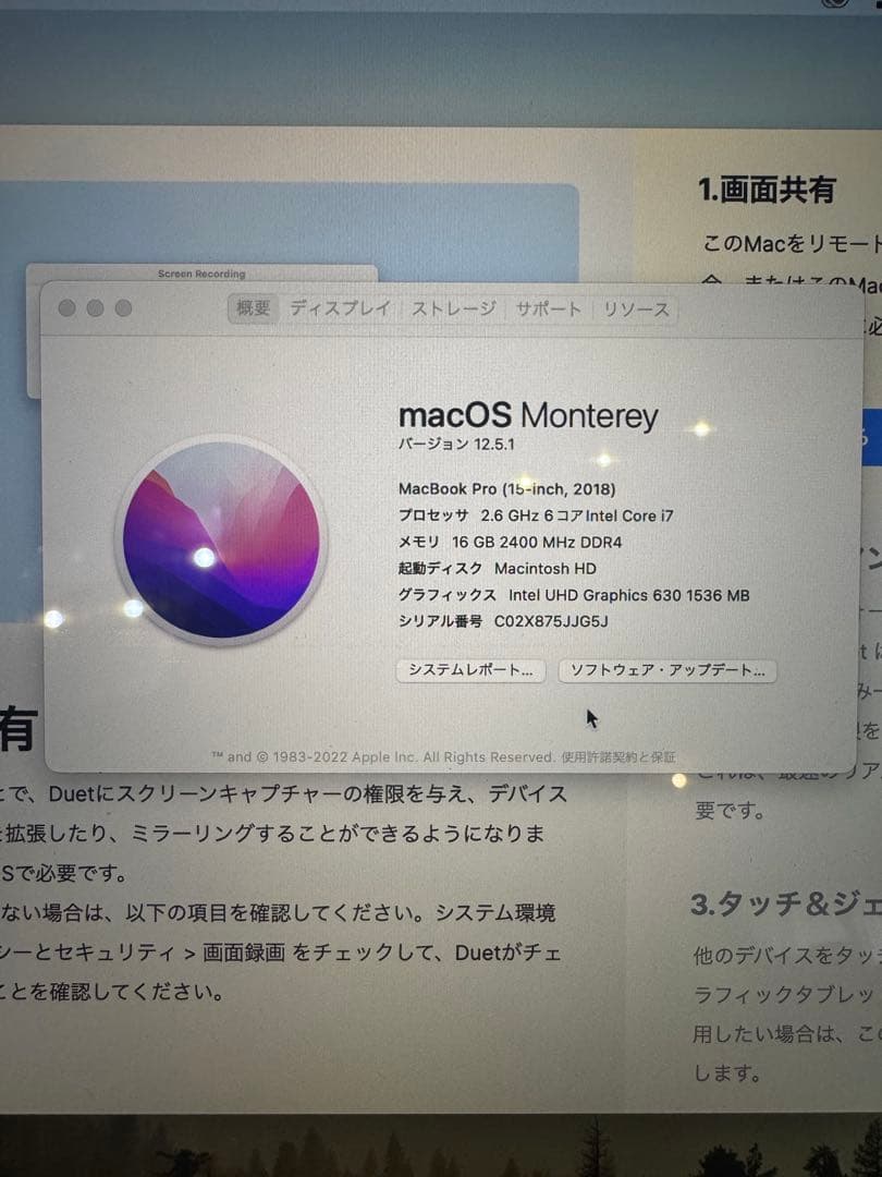 MacBook本体 MacBook Pro 15inch 2018 i7/16GB