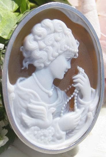 雛新品レア ストーンカメオ ブラウンメノウ SILVER ペンダンブローチ