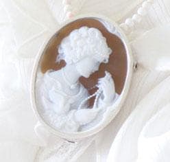 雛新品レア ストーンカメオ ブラウンメノウ SILVER ペンダンブローチ