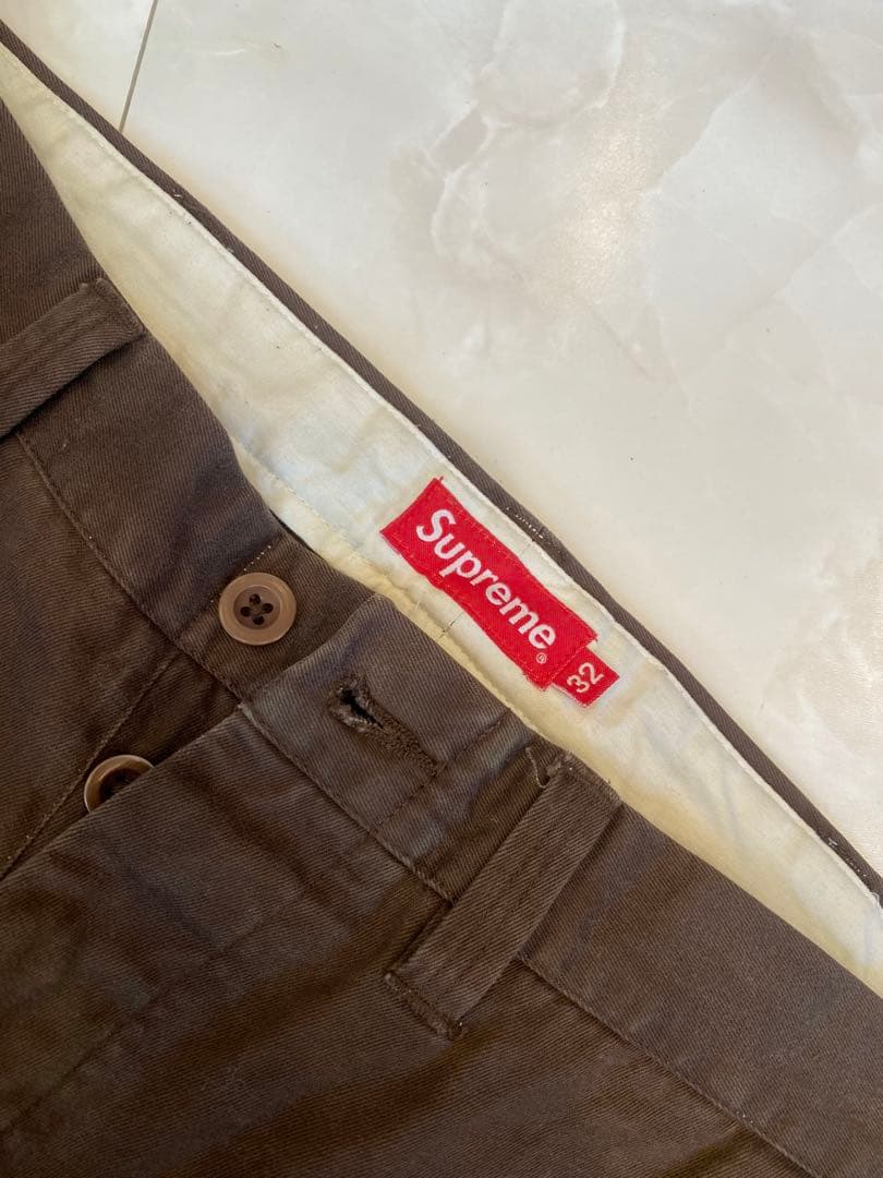 Supreme ブラウン チノパン　茶色　32