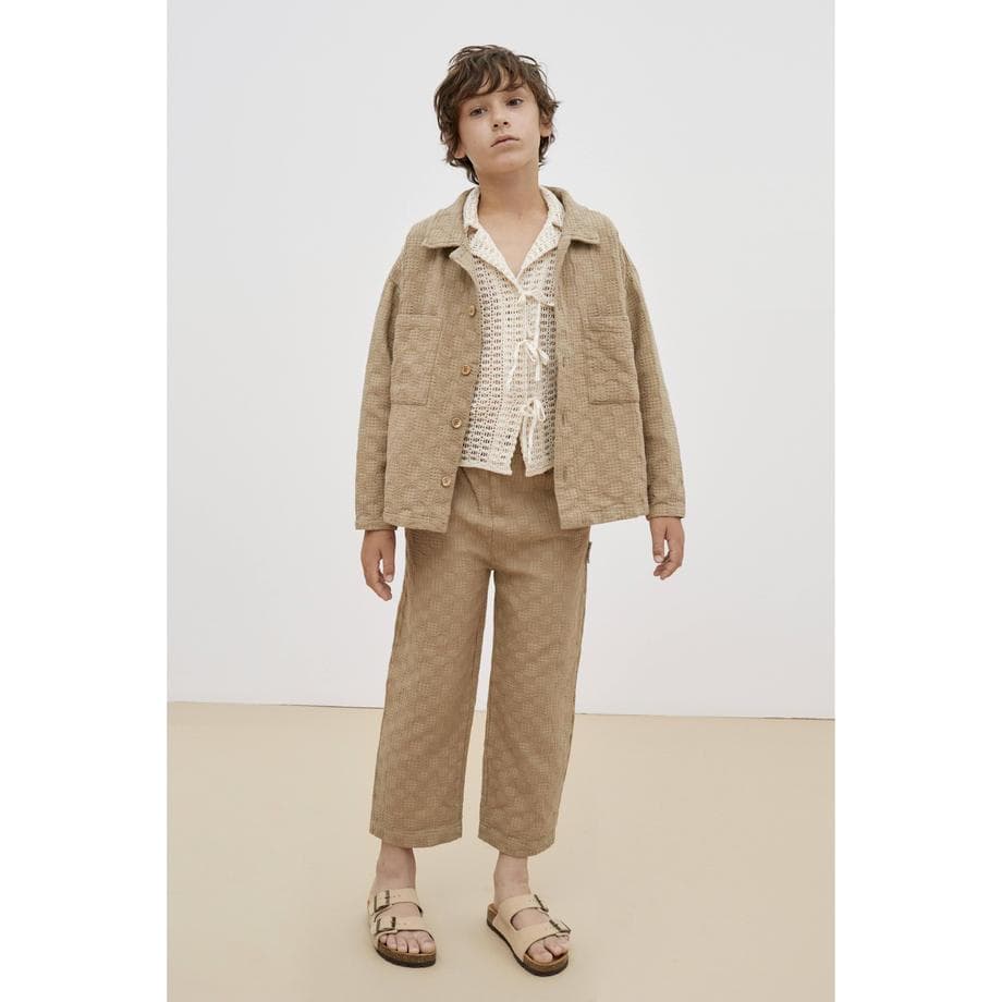 the new society 12Y 透かし編み前開きシャツ