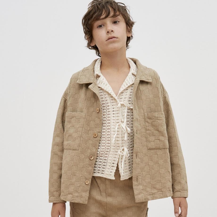 the new society 12Y 透かし編み前開きシャツ