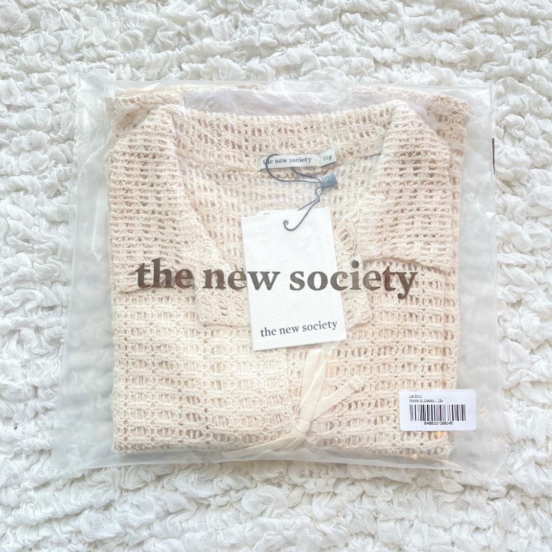 the new society 12Y 透かし編み前開きシャツ