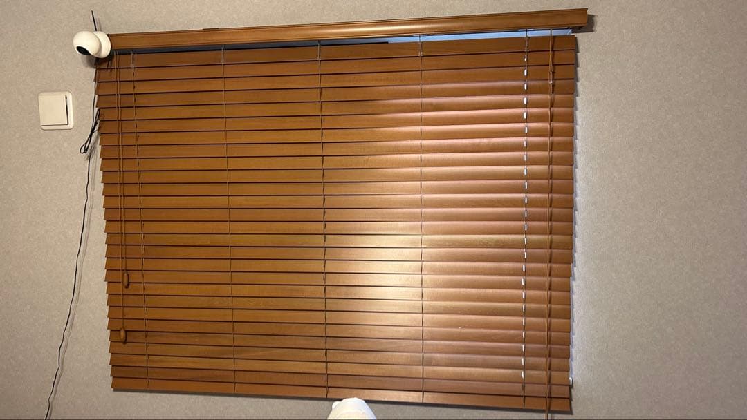 ウッドブラインド ミディアムブラウン 幅161cm×高さ122cm