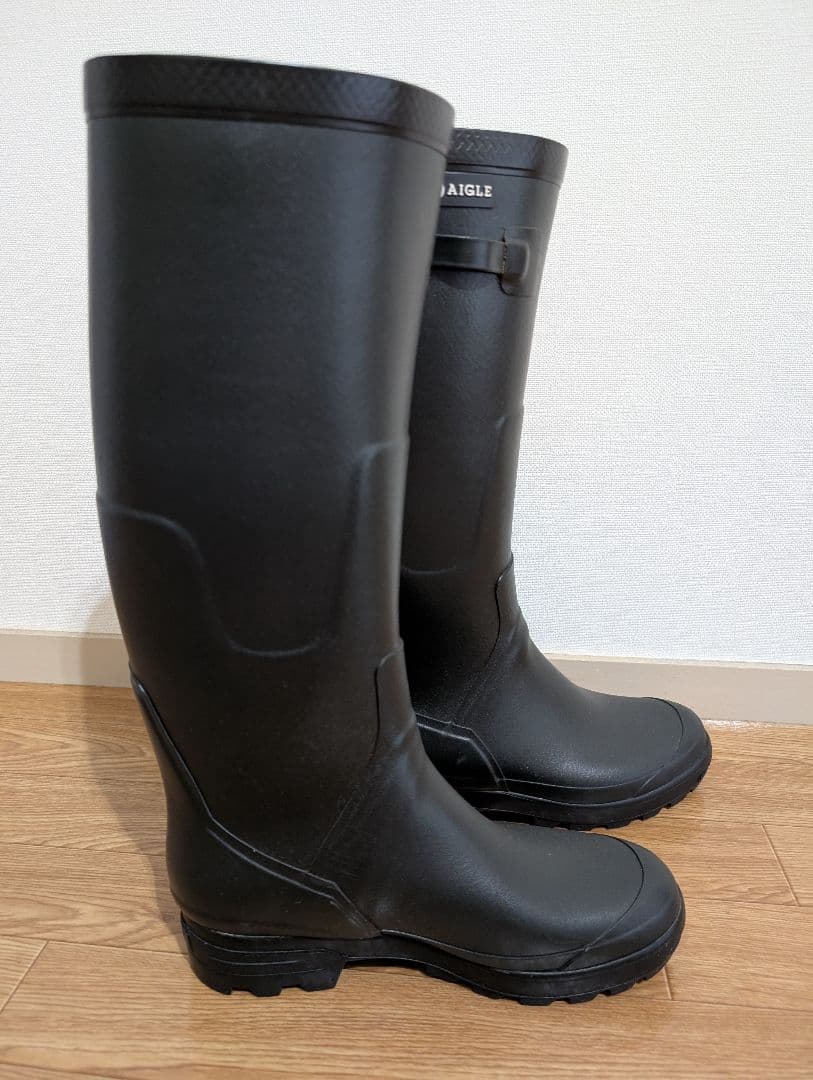 AIGLE ダークグリーン 長靴 バックル付き