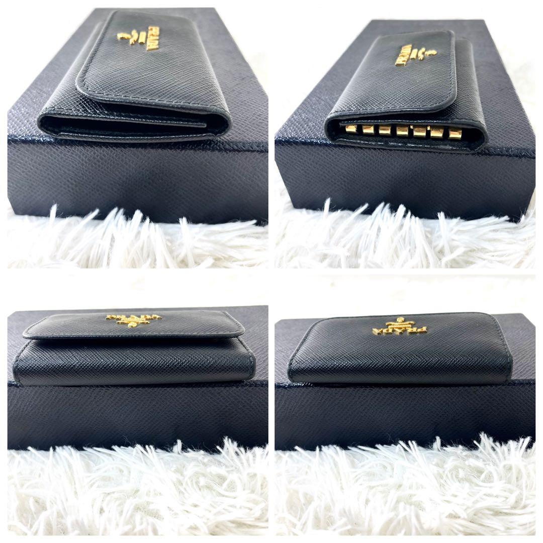 プラダ　PRADA キーケース　ゴールド　サフィアーノ　レザー　ブラック　黒