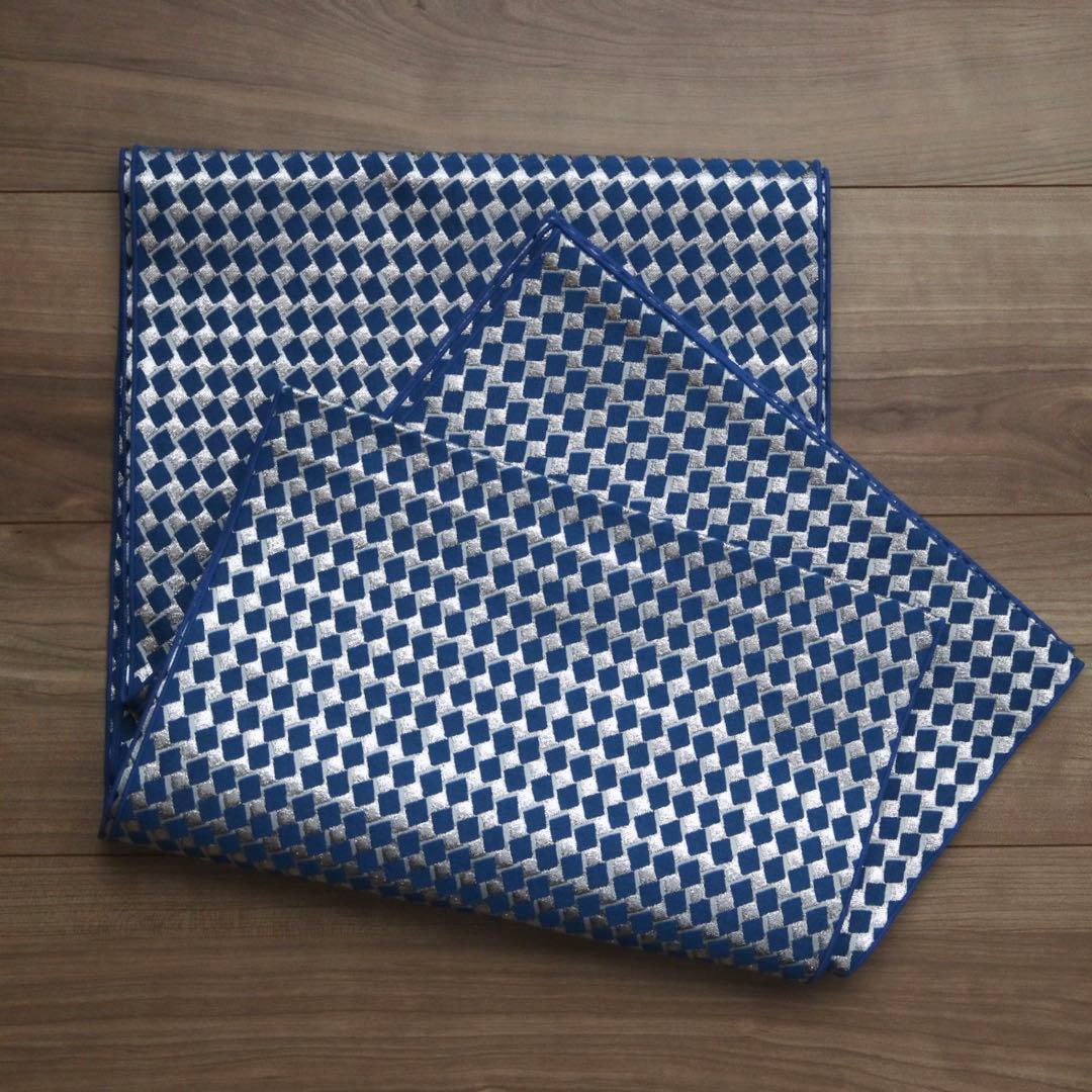 tsubakian 2021SS 幾何学 兵児帯 ブルー×シルバー