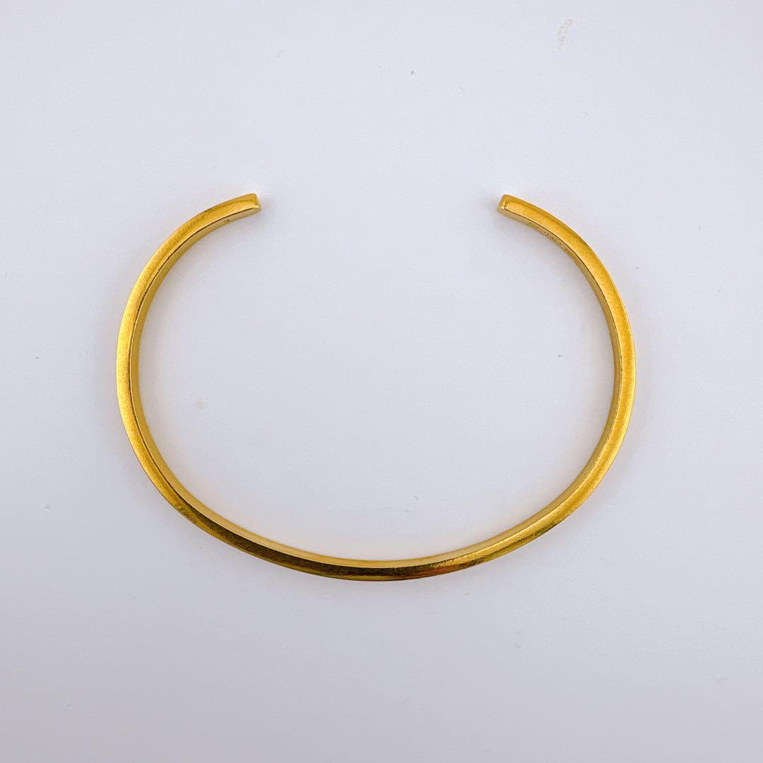 【美品】メゾンマルジェラ ロゴ カフ ブレスレット バングル ゴールド