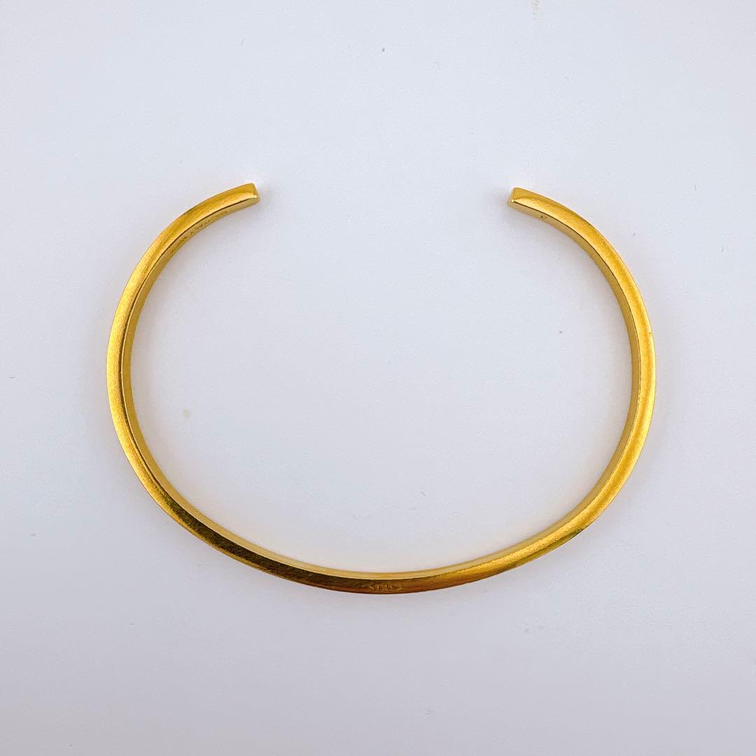 【美品】メゾンマルジェラ ロゴ カフ ブレスレット バングル ゴールド