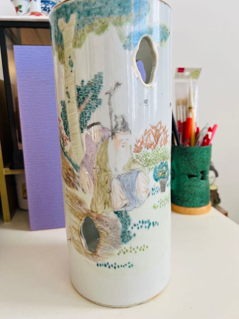 清朝期 粉彩　中国古玩 時代物　唐物染付　清朝期 粉彩　古染付　骨董品　陶磁器