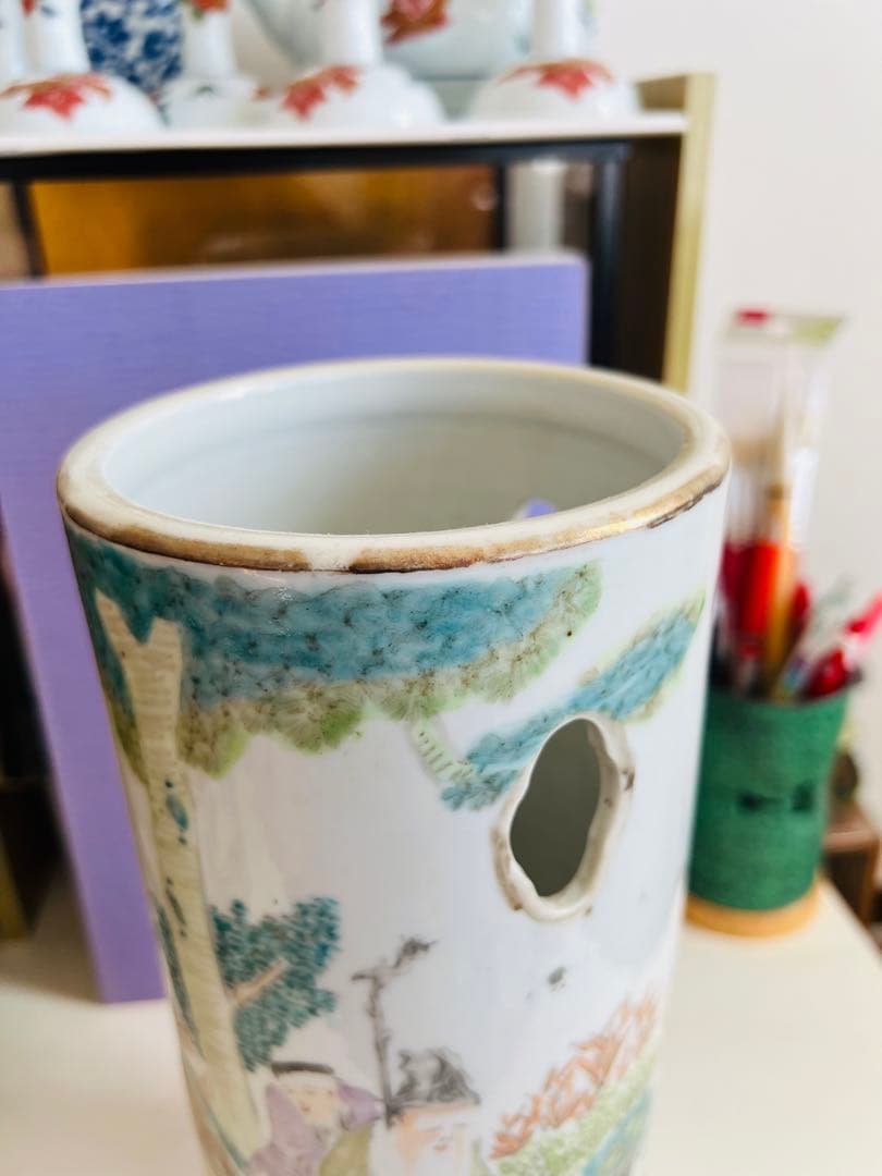 清朝期 粉彩　中国古玩 時代物　唐物染付　清朝期 粉彩　古染付　骨董品　陶磁器