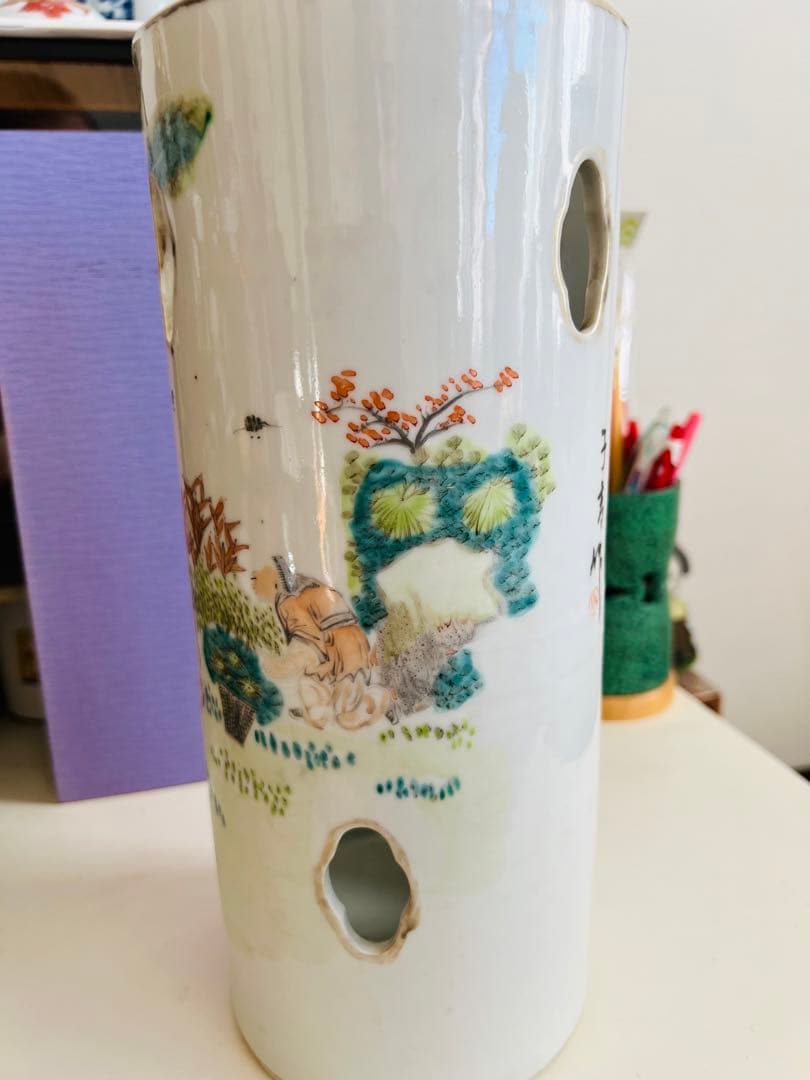 清朝期 粉彩　中国古玩 時代物　唐物染付　清朝期 粉彩　古染付　骨董品　陶磁器