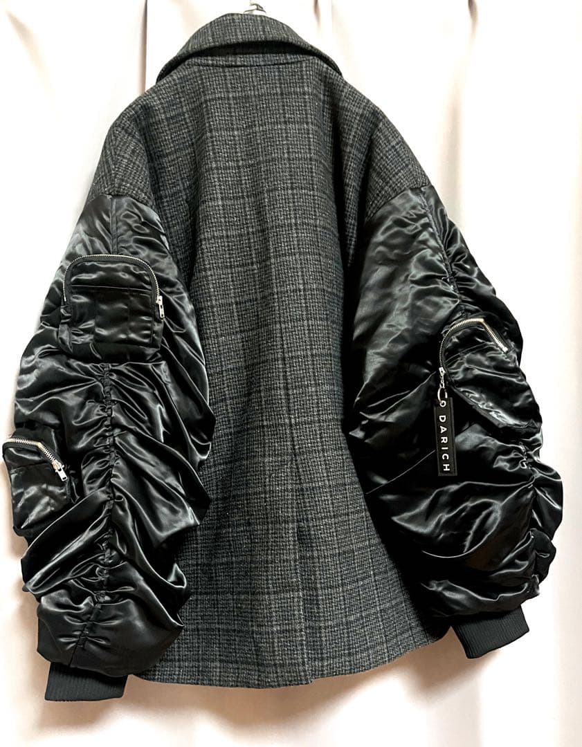 Darich 異素材リメイクデザインオーバーサイズma-1チェックコート