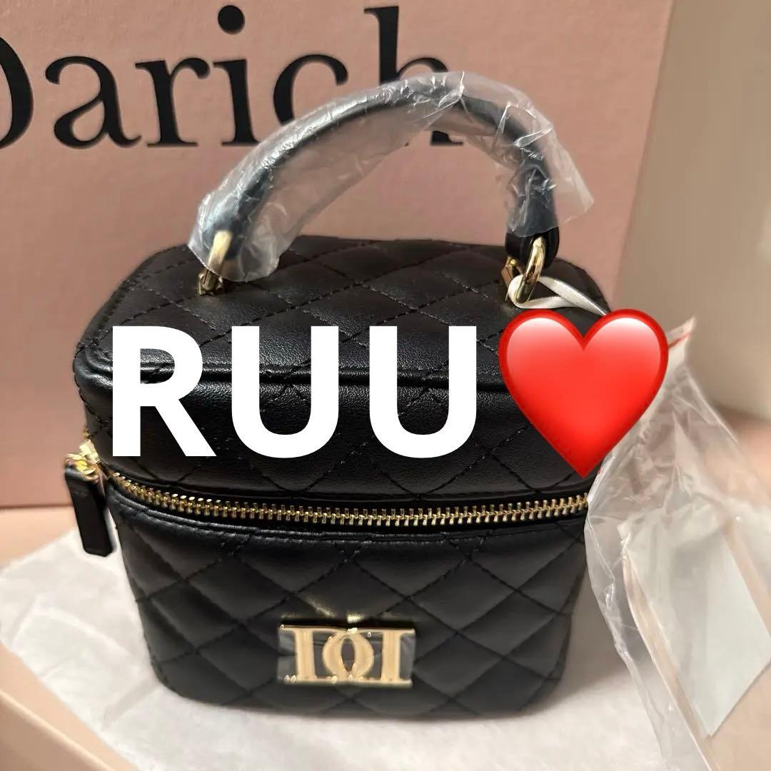 【即日発送】ダーリッチ　ゴールドパーツ　キルティングスクエアミニバッグ BLK