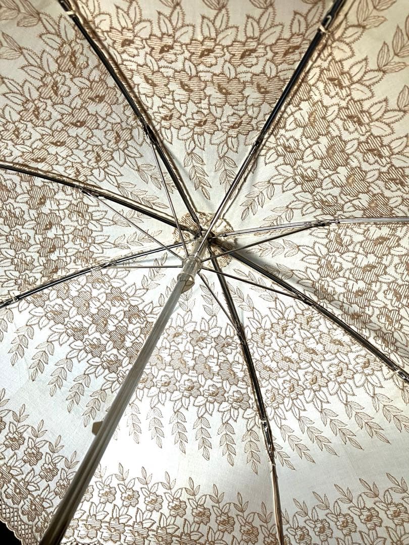 刺繍　日傘　日本製　和装　洋装　正装　日本用傘復興協議会　生成り　白　レース