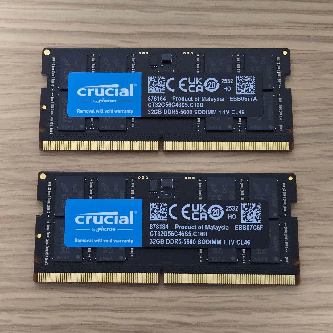 メモリー DDR5 64GB 5600MHz SODIMM 32GB x 2